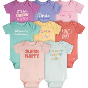 Onesies Brand unisex-baby 8-pack Short Sleeve Mix & Match Bodysuits(Super Happy)