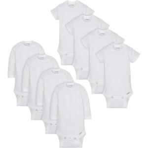 Onesies Brand unisex-baby 8-pack Short Sleeve Mix & Match Bodysuits(White Short & Long Sleeve)