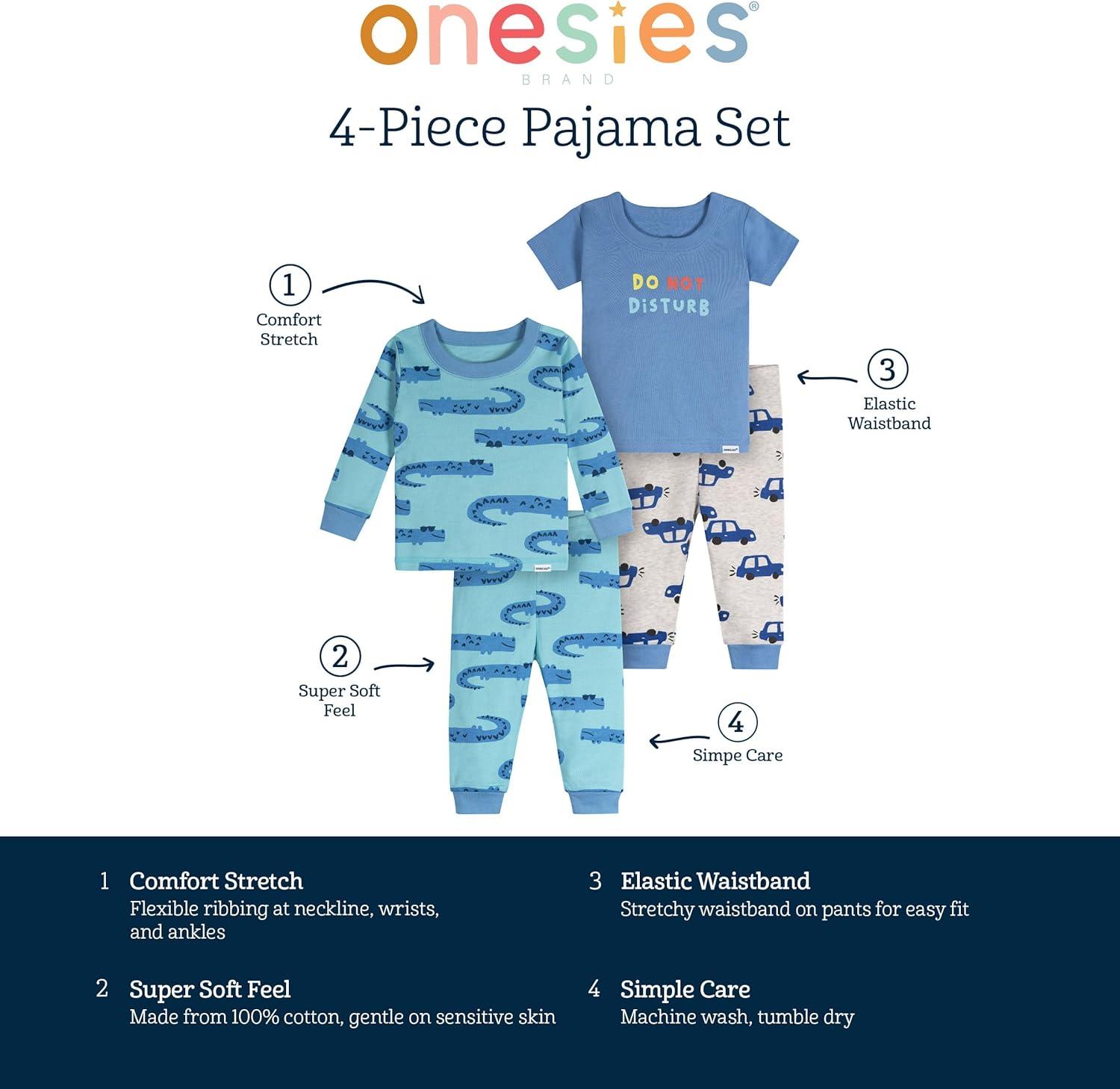 imageOnesies Brand Baby Girls 3pack Snug Fit Onepiece Cotton PajamasCars