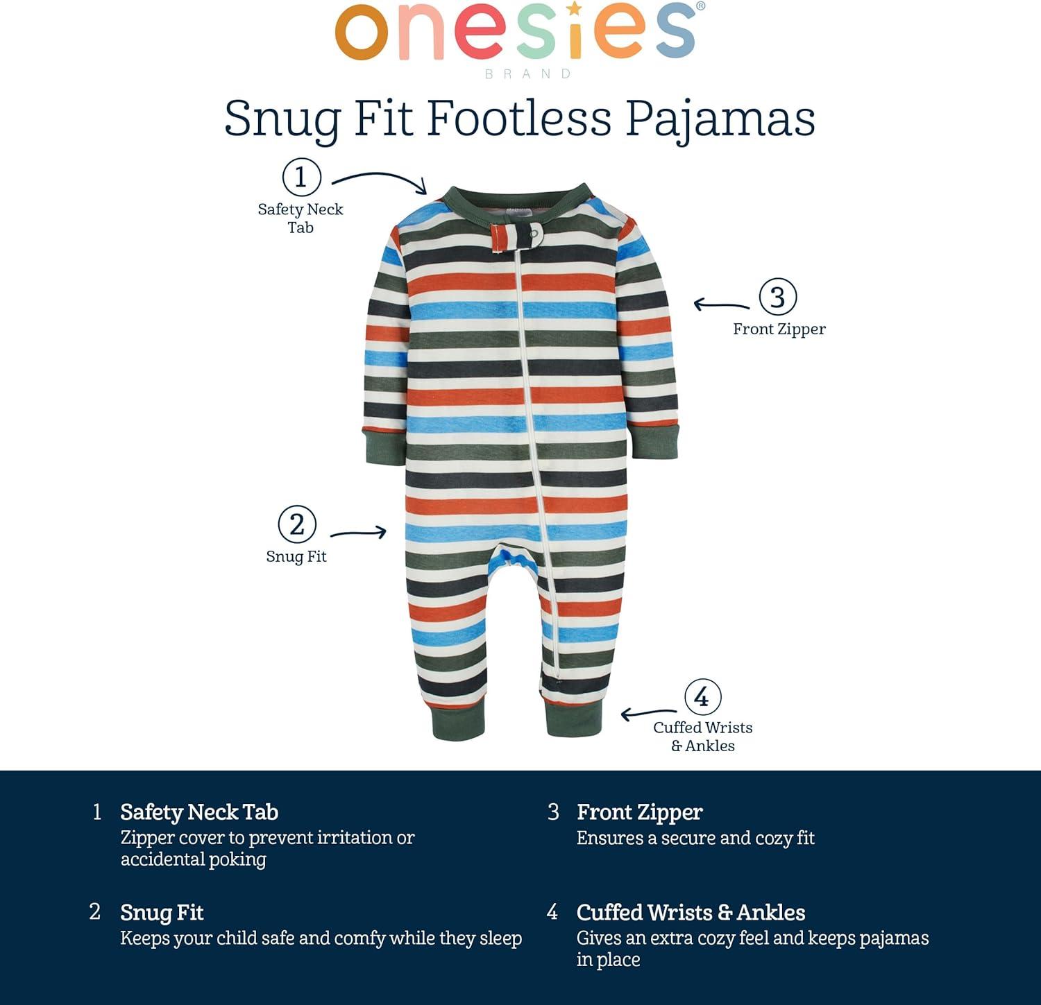 imageOnesies Brand Baby Girls 3pack Snug Fit Onepiece Cotton PajamasLemons