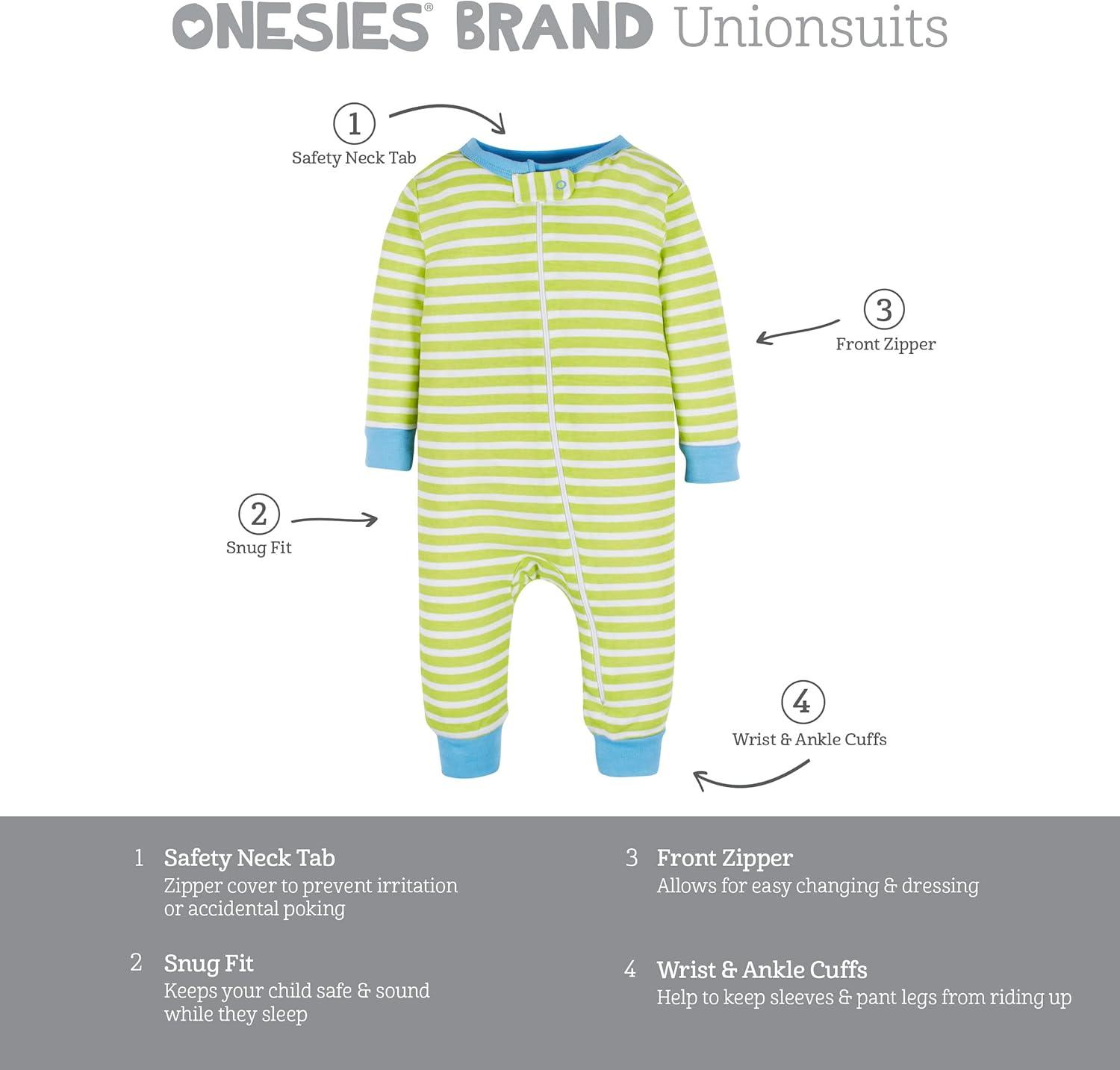imageOnesies Brand babyboys 3pack Snug Fit Onepiece Cotton PajamasStripes Doggies