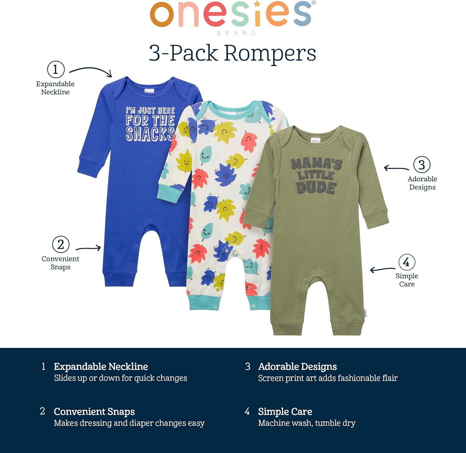 imageOnesies Brand unisexbaby 3pack Cotton RomperLittle Dude