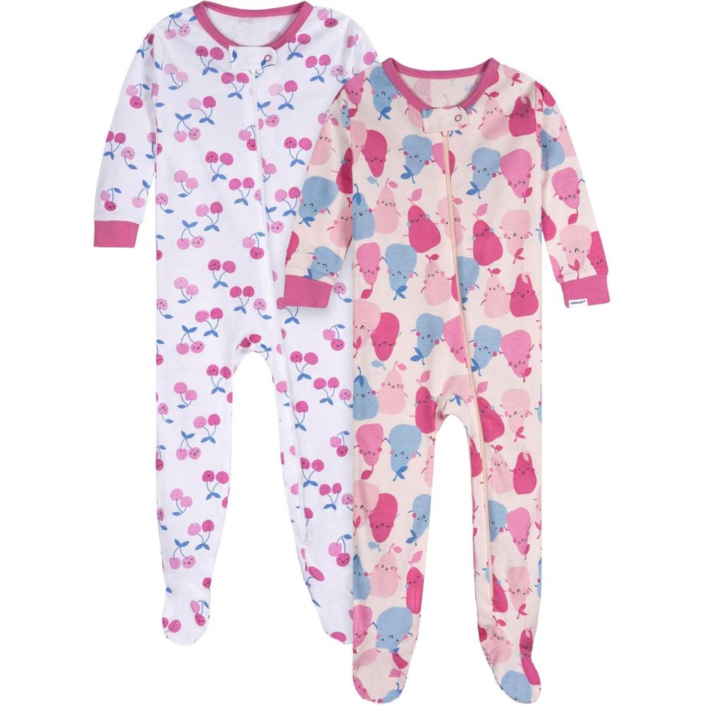 imageOnesies Brand Baby Girls 2Pack Footed PajamasPears