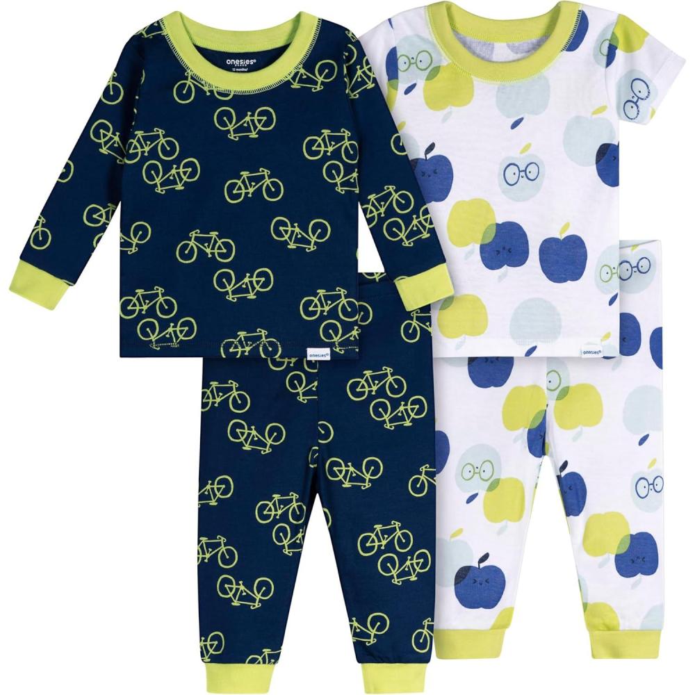 imageOnesies Brand Baby Girls 3pack Snug Fit Onepiece Cotton PajamasApples