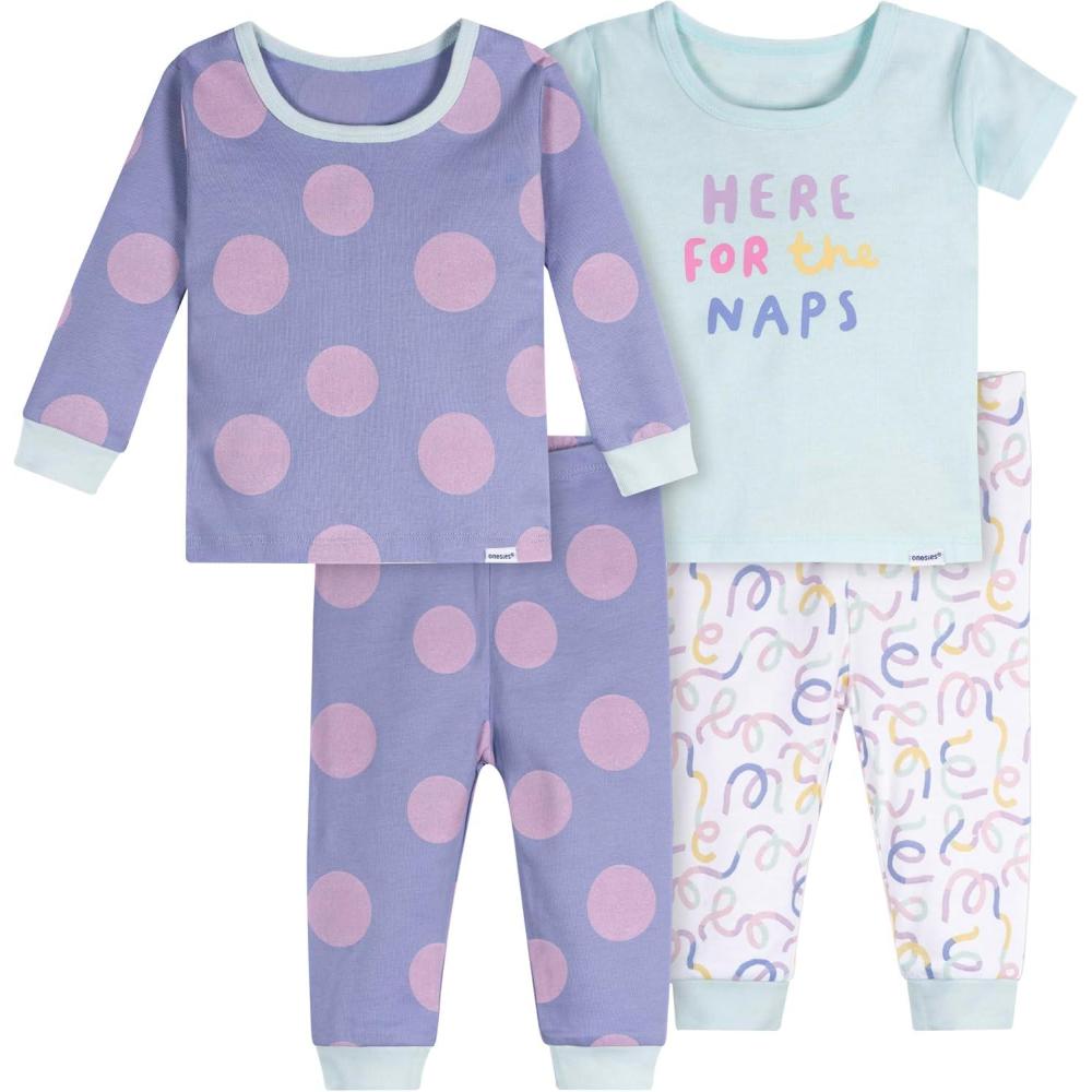 imageOnesies Brand Baby Girls Snug Fit 4piece Pajama SetNaps