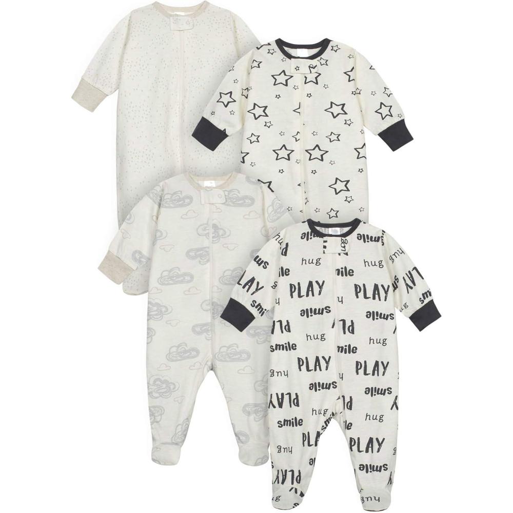imageOnesies Brand Unisex Baby 4pack Sleep N Play Footies Multi PackGrey Neutral