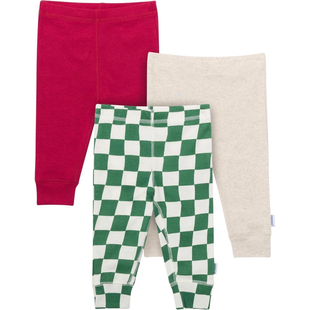 imageOnesies Brand UnisexBaby 3Pack Active PantsGreen Checkers