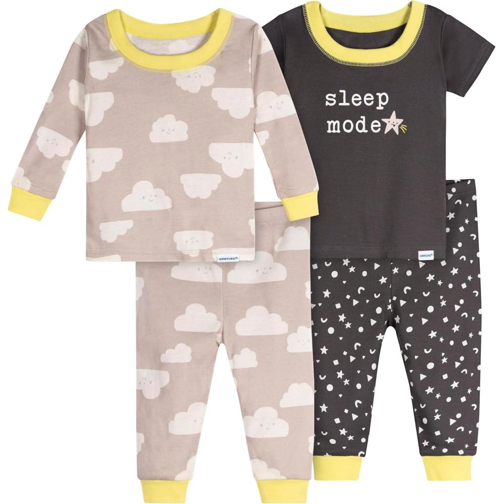 imageOnesies Brand babyboys Unisex Baby Snug Fit 4piece Pajama SetClouds