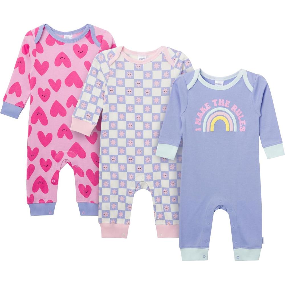 imageOnesies Brand unisexbaby 3pack Cotton RomperRainbows and Hearts