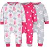 Onesies Brand Baby Girls’ 3-pack Snug Fit One-piece Cotton Pajamas(Dots & Kitties)