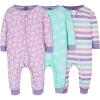 Onesies Brand Baby Girls’ 3-pack Snug Fit One-piece Cotton Pajamas(Rainbows)