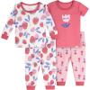 Onesies Brand Baby Girls’ Snug Fit 4-piece Pajama Set(Berries)