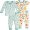 Onesies Brand Baby Girls’ Snug Fit 4-piece Pajama Set(Flowers)