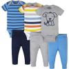 Onesies Brand Unisex Baby 3 Outfit Bundle Mix Match Newborn to 12m Pants Set(Blue Dog Stripe)