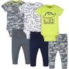 Onesies Brand Unisex Baby 3 Outfit Bundle Mix Match Newborn to 12m Pants Set(Grey Green Camo Dino)