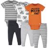 Onesies Brand Unisex Baby 3 Outfit Bundle Mix Match Newborn to 12m Pants Set(Grey Orange Pizza)