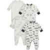 Onesies Brand Unisex Baby 4-pack Sleep ‘N Play Footies Multi Pack(Grey Neutral)