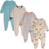 Onesies Brand Unisex Baby 4-pack Sleep ‘N Play Footies Multi Pack(Hello Friends)