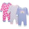 Onesies Brand unisex-baby 3-pack Cotton Romper(Rainbows and Hearts)