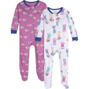 Onesies Brand, Baby Girls, 2-Pack Footed Pajamas(Rainy Day)