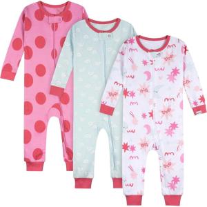 Onesies Brand Baby Girls’ 3-pack Snug Fit One-piece Cotton Pajamas(Starry Nights)