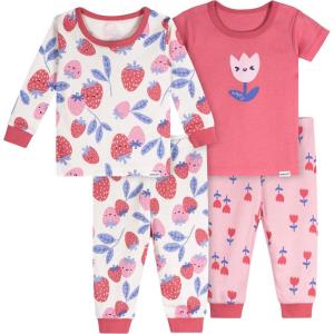 Onesies Brand Baby Girls’ Snug Fit 4-piece Pajama Set(Berries)