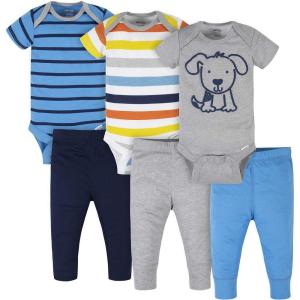 Onesies Brand Unisex Baby 3 Outfit Bundle Mix Match Newborn to 12m Pants Set(Blue Dog Stripe)