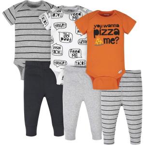 Onesies Brand Unisex Baby 3 Outfit Bundle Mix Match Newborn to 12m Pants Set(Grey Orange Pizza)