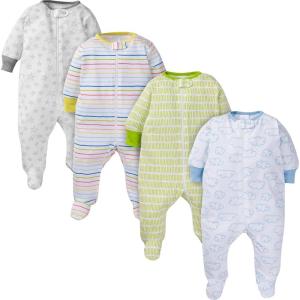 Onesies Brand Unisex Baby 4-pack Sleep ‘N Play Footies Multi Pack(Clouds)