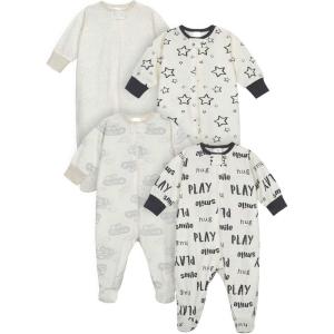 Onesies Brand Unisex Baby 4-pack Sleep ‘N Play Footies Multi Pack(Grey Neutral)