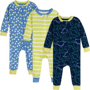 Onesies Brand baby-boys 3-pack Snug Fit One-piece Cotton Pajamas(Dinos)
