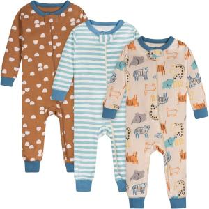Onesies Brand baby-boys 3-pack Snug Fit One-piece Cotton Pajamas(Safari)