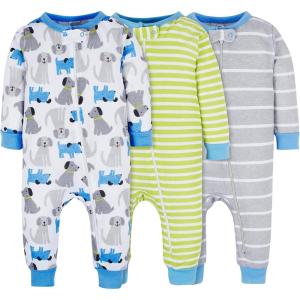 Onesies Brand baby-boys 3-pack Snug Fit One-piece Cotton Pajamas(Stripes & Doggies)