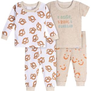 Onesies Brand baby-boys Unisex Baby Snug Fit 4-piece Pajama Set(Pretzels)