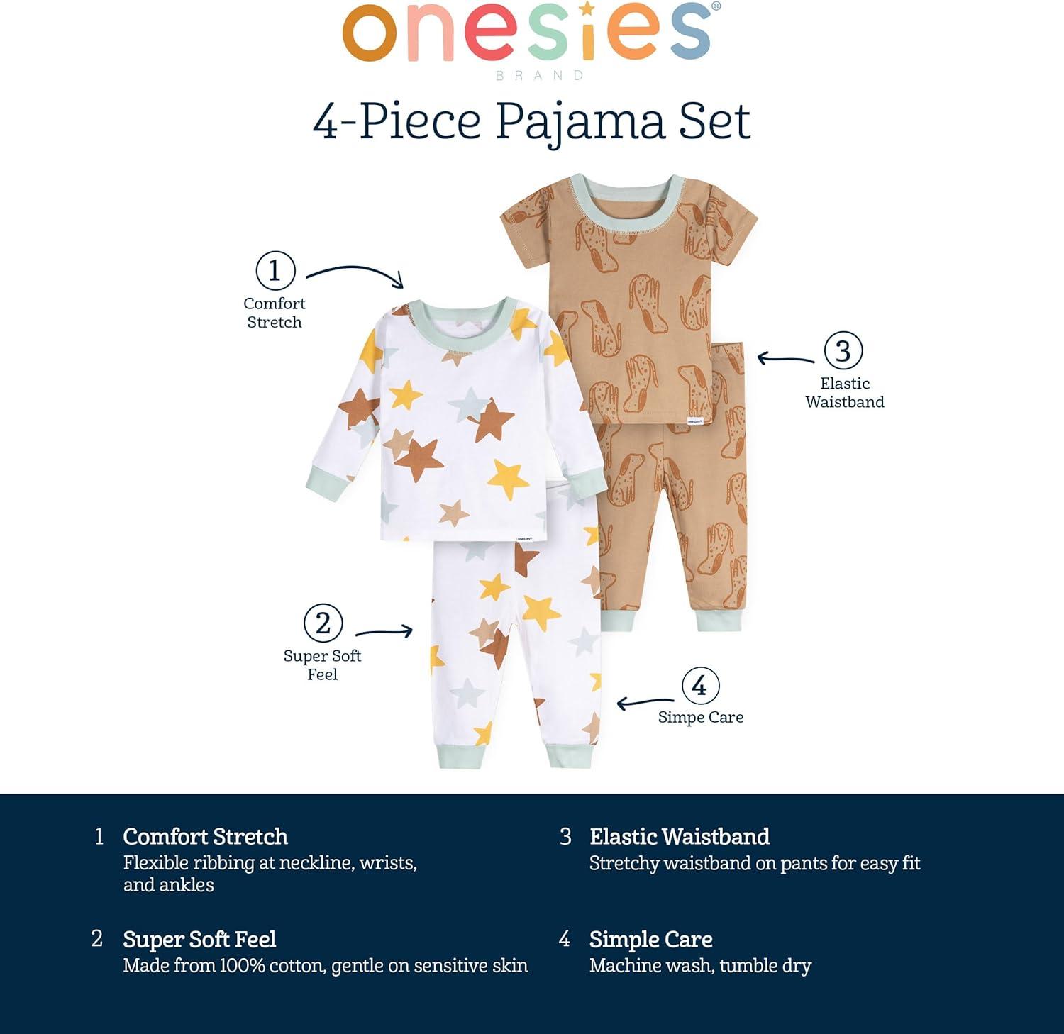 imageOnesies Brand unisexbaby Unisex Baby Snug Fit 4piece Pajama SetDogs