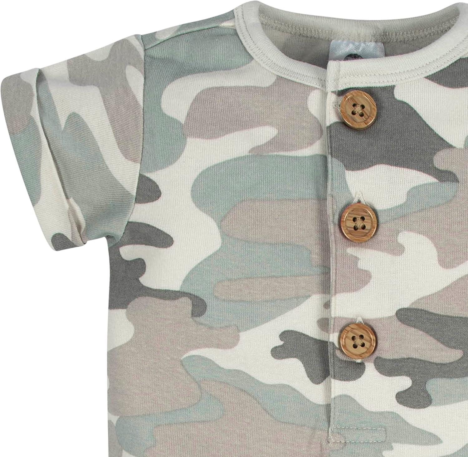 image2Pack Baby Boys Camo amp Blue Short Sleeve Rompers