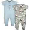 2-Pack Baby Boys Camo & Blue Short Sleeve Rompers