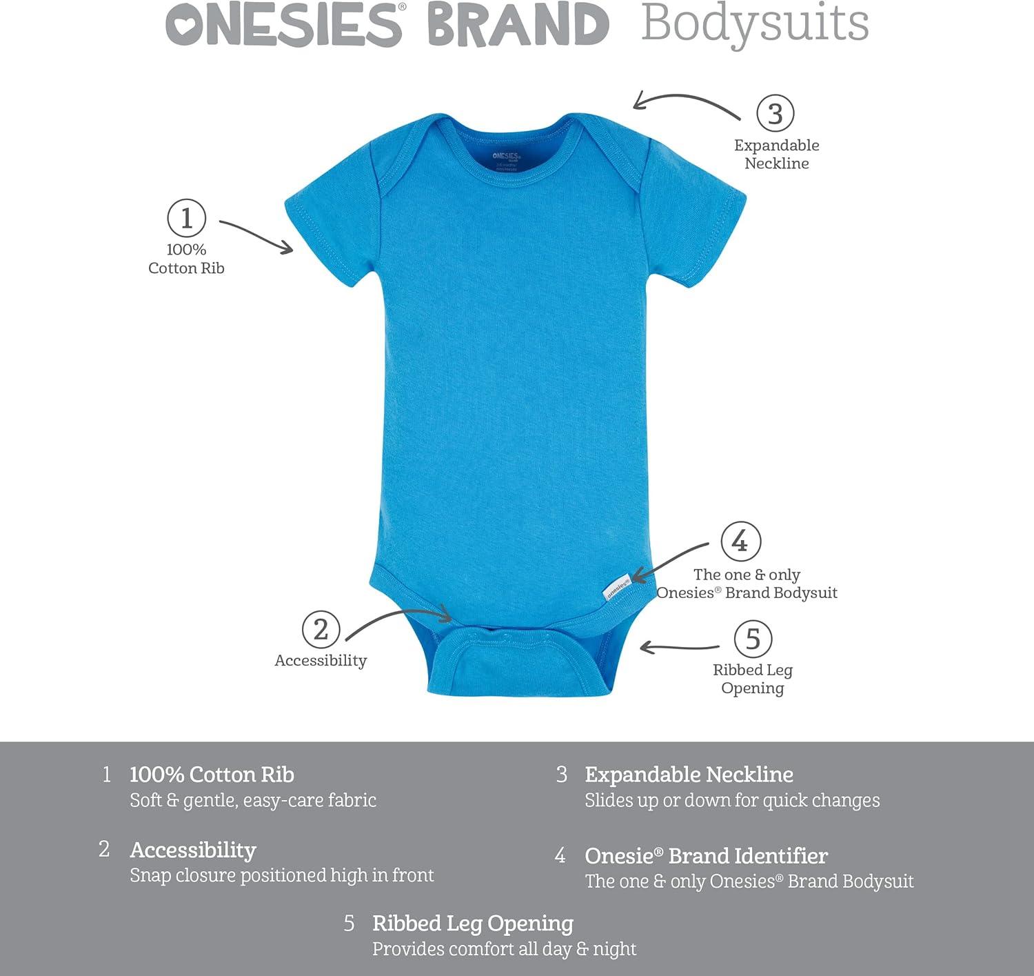 imageOnesies Brand Baby Boys 8pack Short Sleeve Mix amp Match BodysuitsSolid Boy Colors
