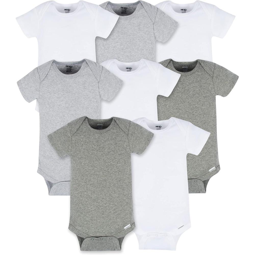imageOnesies Brand Baby 8pack Short Sleeve Mix amp Match BodysuitsSolid Neutral Colors