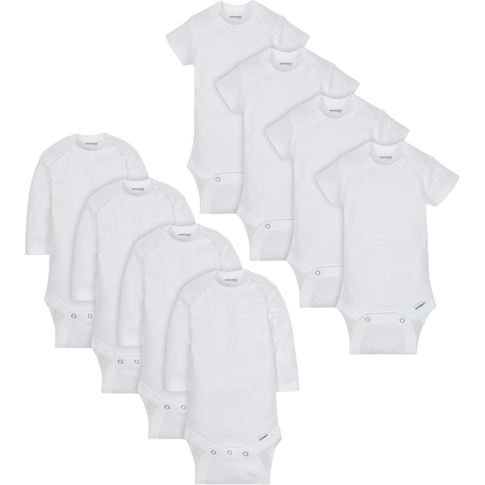 imageOnesies Brand Baby 8pack Short Sleeve Mix amp Match BodysuitsWhite Short Long Sleeve