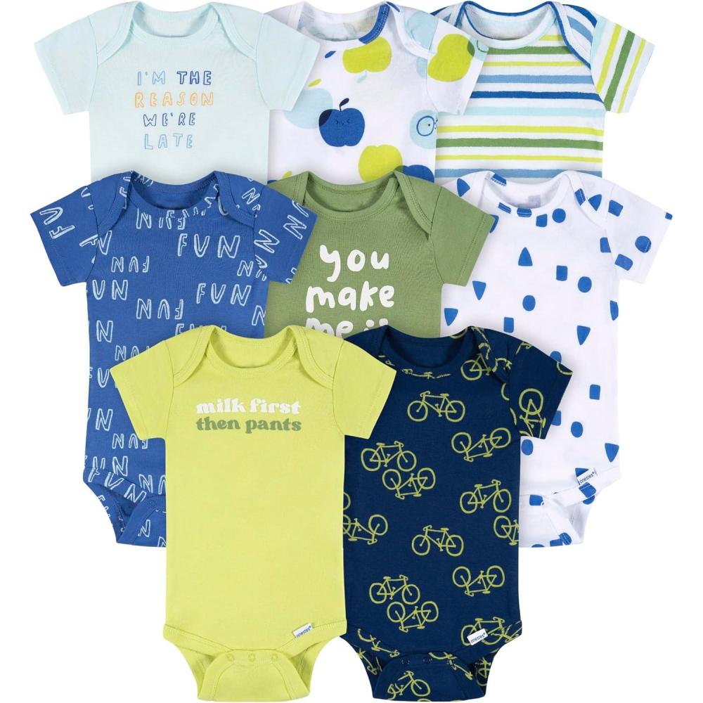 imageOnesies Brand Baby Boys 8pack Short Sleeve Mix amp Match BodysuitsFun First