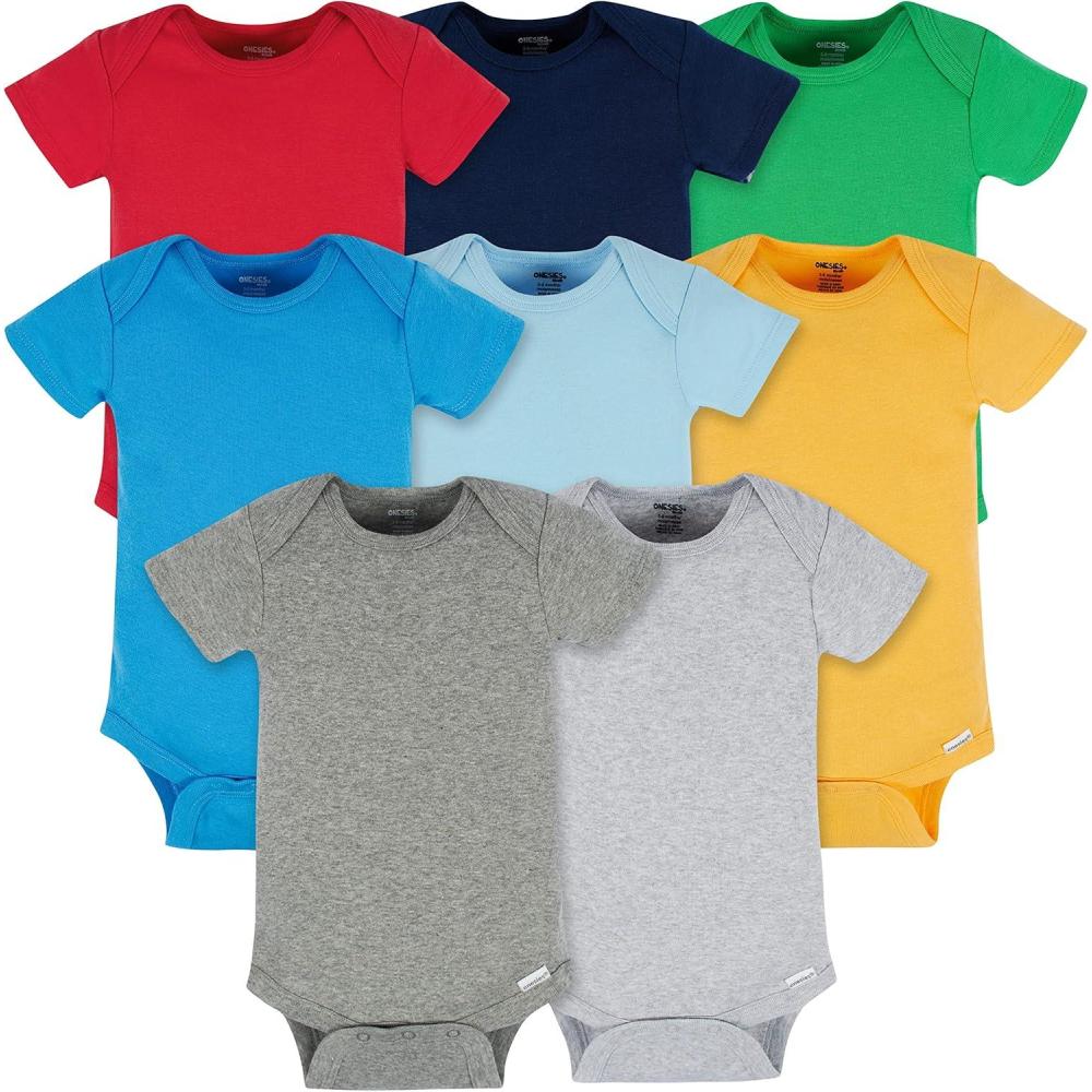imageOnesies Brand Baby Boys 8pack Short Sleeve Mix amp Match BodysuitsSolid Boy Colors