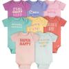 Onesies Brand Baby 8-pack Short Sleeve Mix & Match Bodysuits(Super Happy)