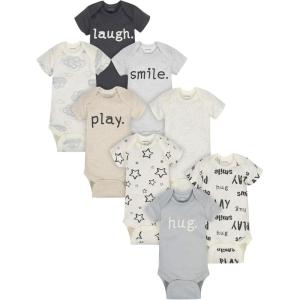 Onesies Brand Baby 8-pack Short Sleeve Mix & Match Bodysuits(Play Smile & Hug Neutrals)