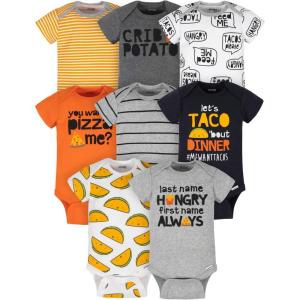 Onesies Brand Baby Boys’ 8-pack Short Sleeve Mix & Match Bodysuits(Grey Hungry)