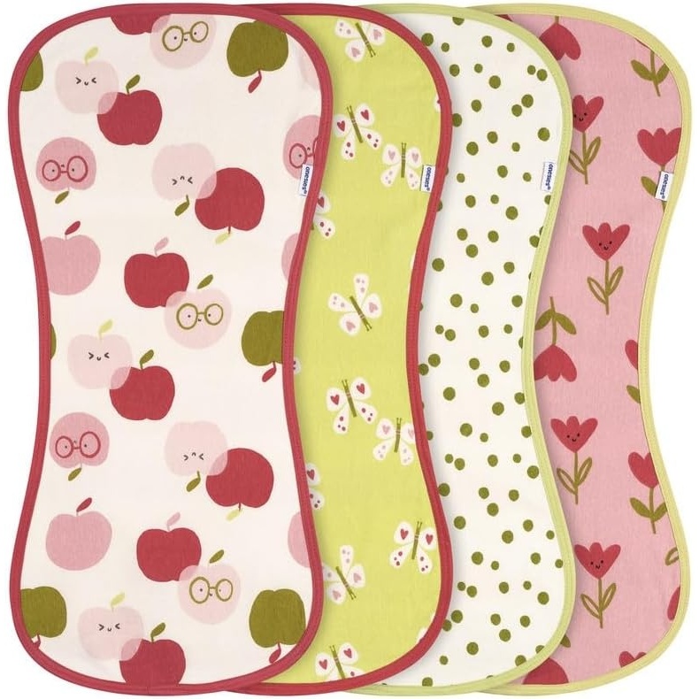 image:imageOnesies Brand Unisex Baby 4Pack Super Soft Absorbent Cotton Burp Cloths Hearts amp FlowersNature