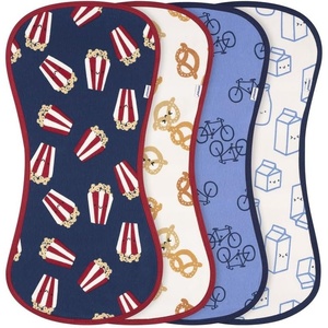 Onesies Brand, Unisex Baby 4-Pack Super Soft Absorbent Cotton Burp Cloths, Hearts & Flowers(Movie Night)